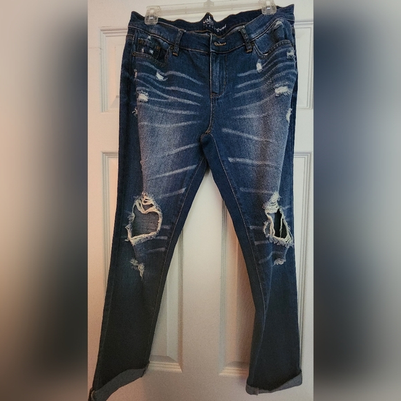 New York & Company Dark Blue Distressed Skinny Jeans - Picture 6 of 6